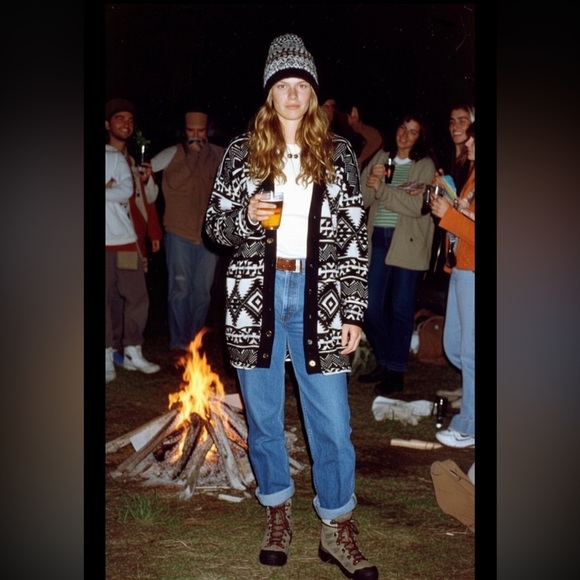 Chaps X Ralph Lauren cardigan sweater Yellowstone southwestern tribal pendleton - Picture 10 of 13